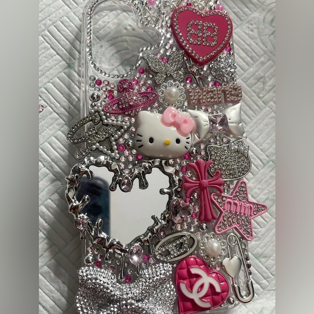 Decorative Pink and Silver Phone Case